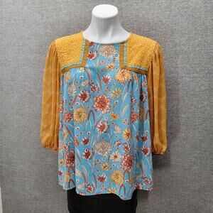 IVY JANE POLKA DOT FLORAL TOP, SIZE M